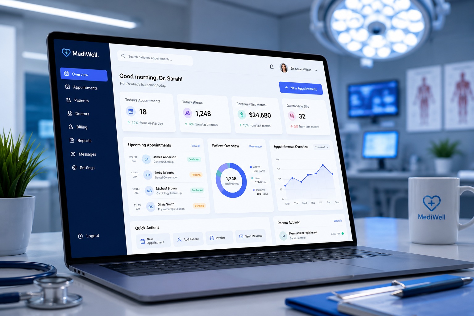 Healthcare patient booking platform screenshot