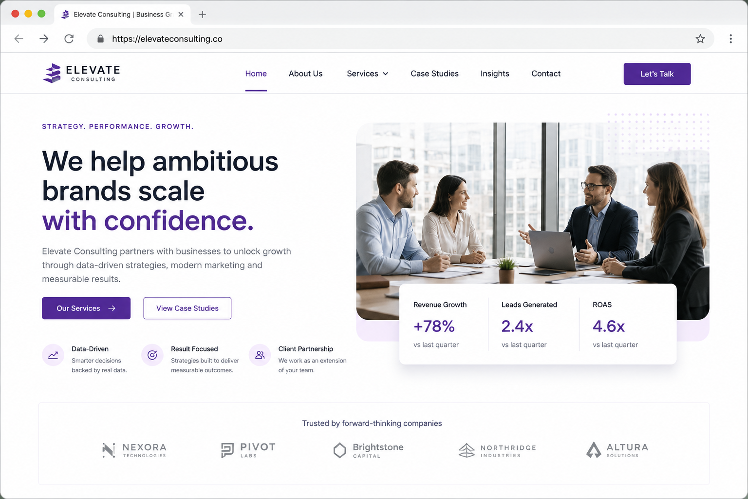 Professional services firm website redesign screenshot